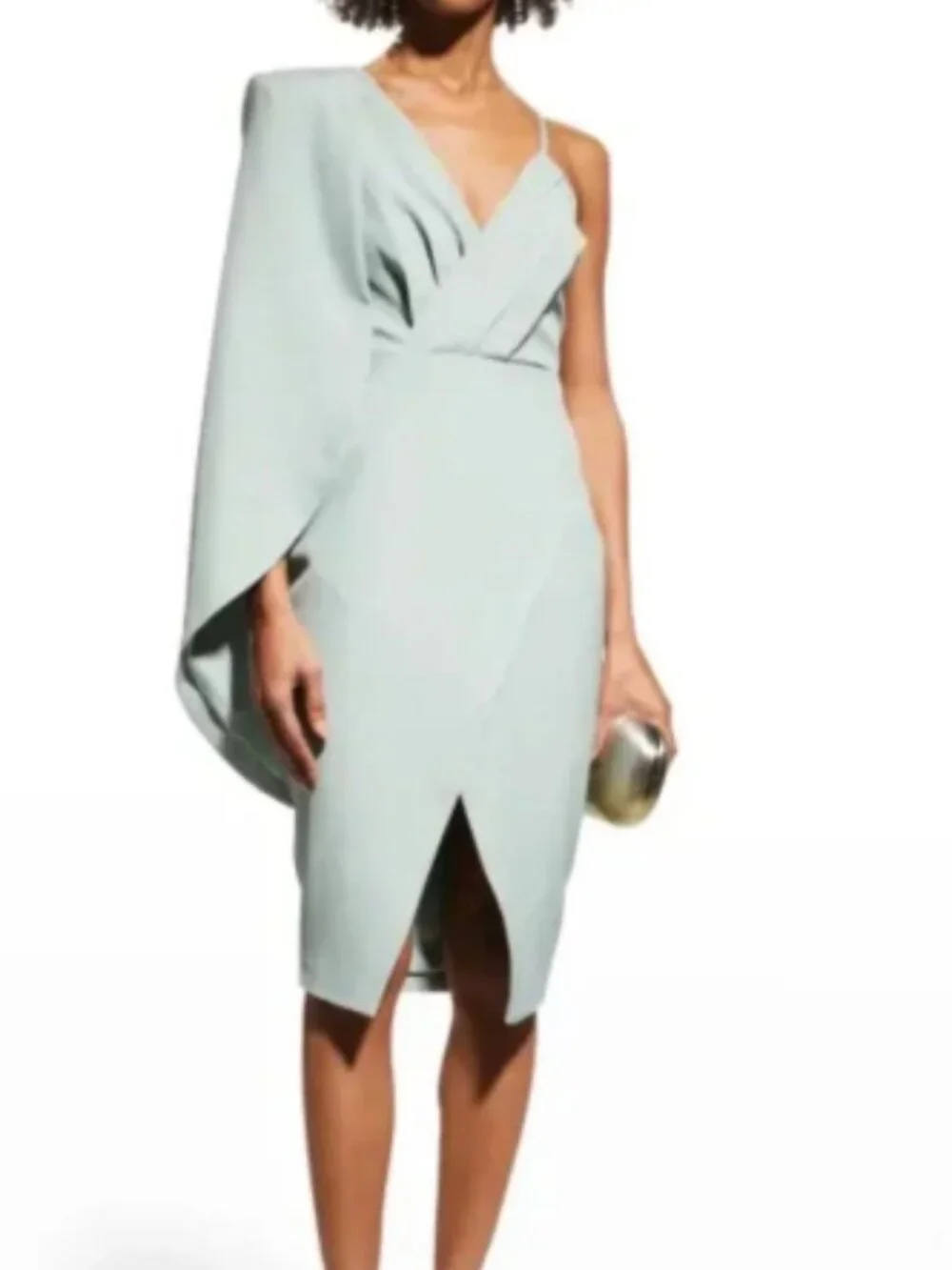 NWT! Lavish Alice‎ pleated cape-sleeve midi dress Sage Green Size 2